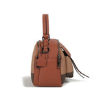 Top-Grain Leather & Canvas Boston Crossbody Shoulder Bag