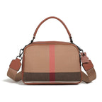 Top-Grain Leather & Canvas Boston Crossbody Shoulder Bag