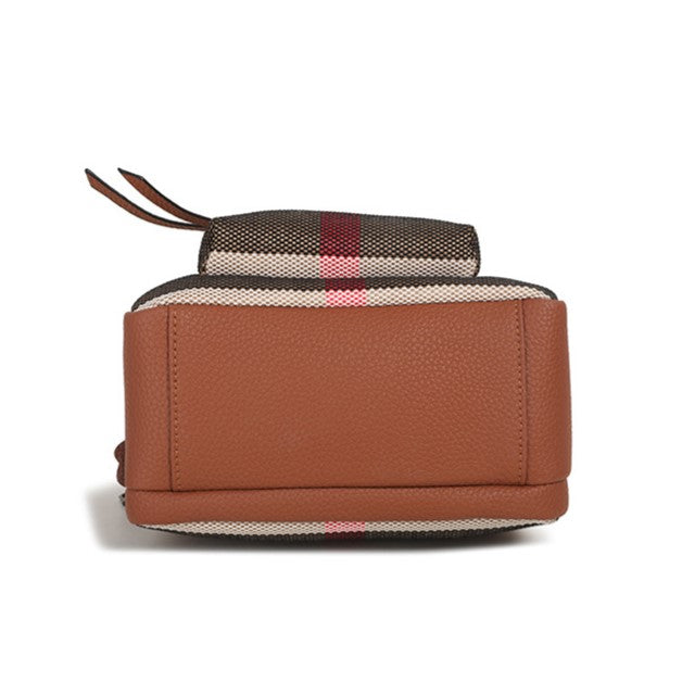 Top-Grain Leather & Canvas Boston Crossbody Shoulder Bag