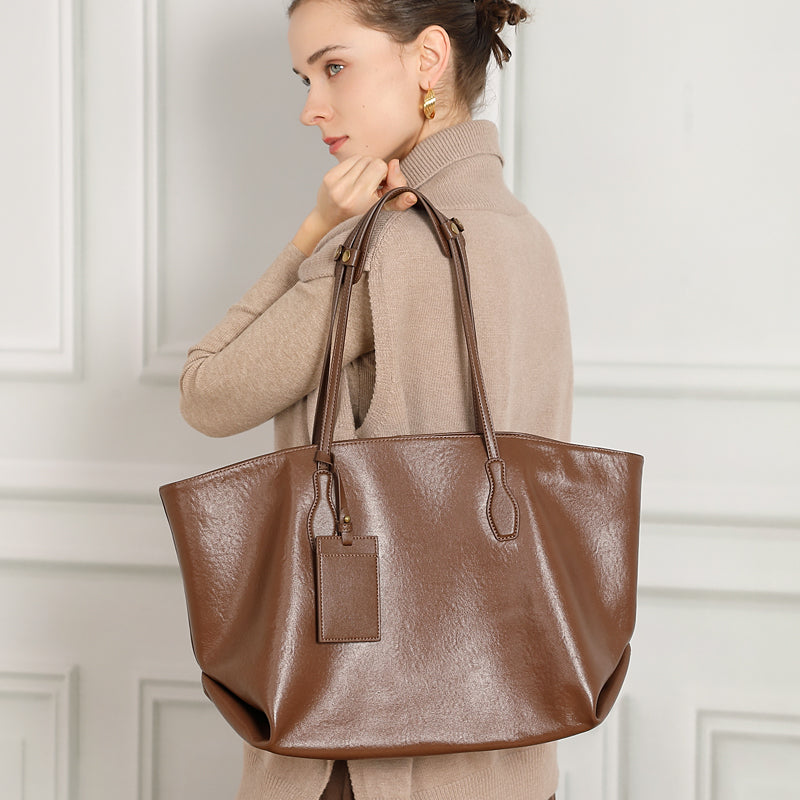 Vegetable-Tanned Leather Tote Bag