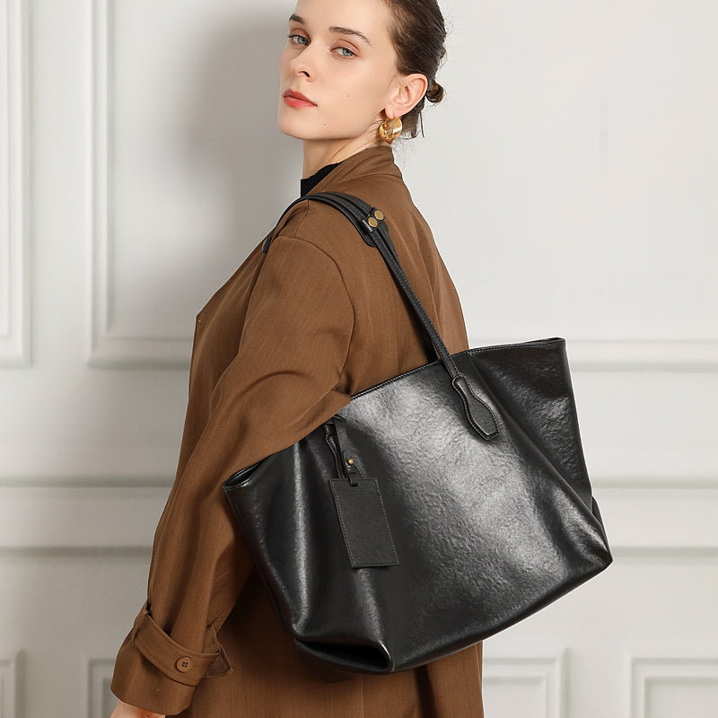 Vegetable-Tanned Leather Tote Bag