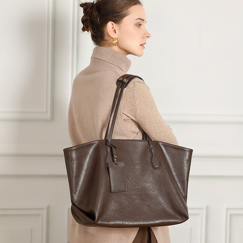 Vegetable-Tanned Leather Tote Bag