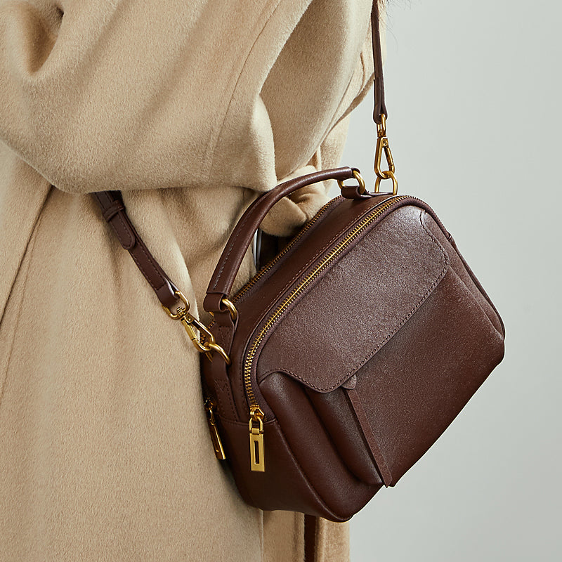Vegetable-Tanned Leather Boston Bag