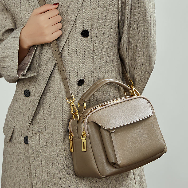 Vegetable-Tanned Leather Boston Bag