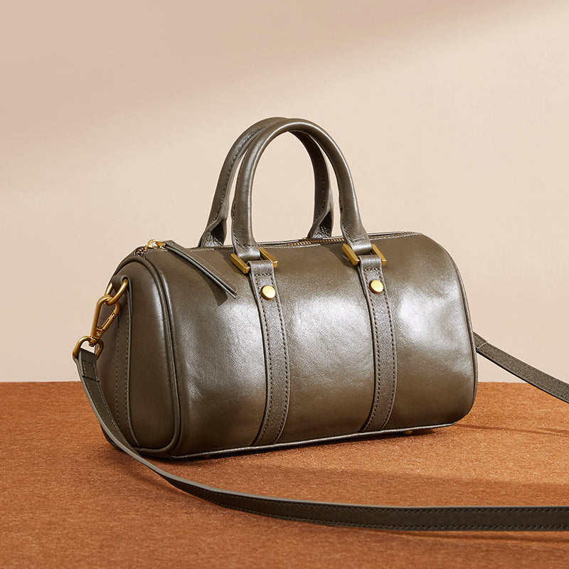 Vegetable-Tanned Leather Boston Bag