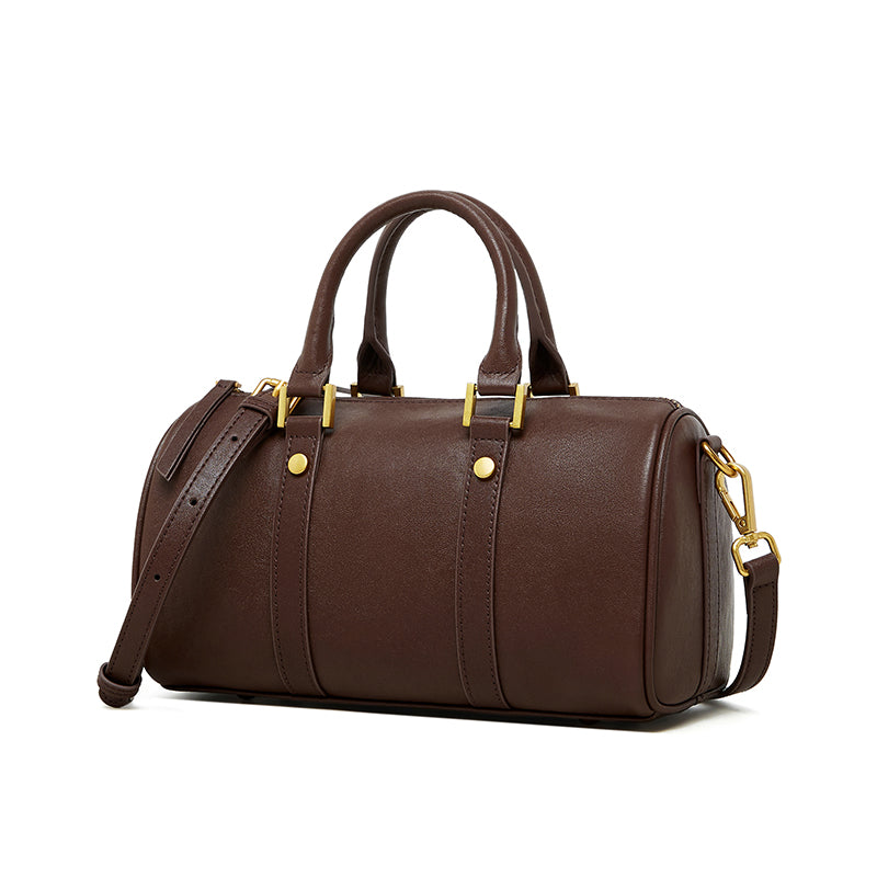 Vegetable-Tanned Leather Boston Bag