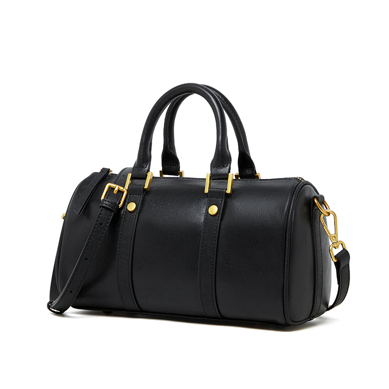 Vegetable-Tanned Leather Boston Bag