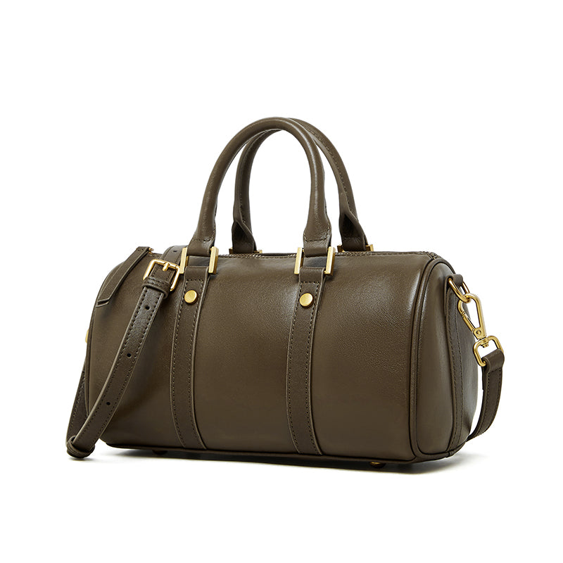 Vegetable-Tanned Leather Boston Bag