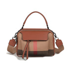 Top-Grain Leather & Canvas Boston Crossbody Shoulder Bag