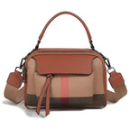 Top-Grain Leather & Canvas Boston Crossbody Shoulder Bag